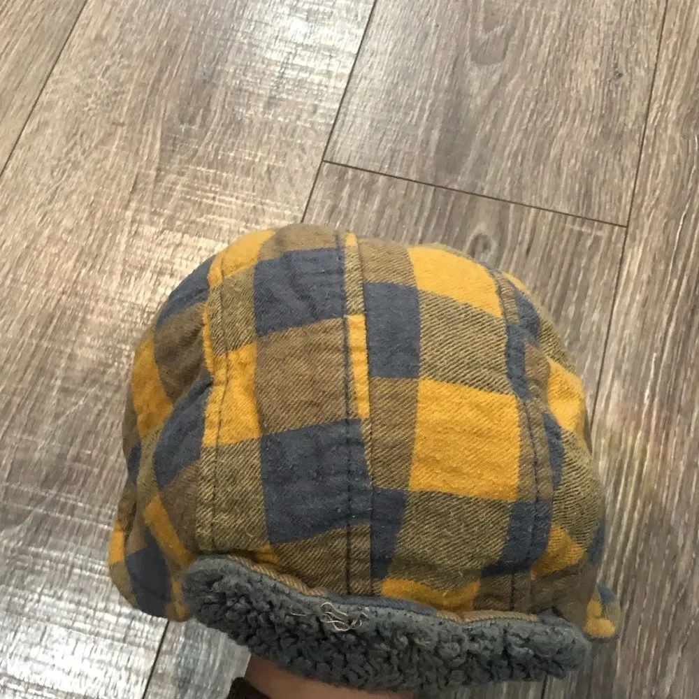 Boys Hat with Ear Cover Size 12-24 months Plaid Kids Winter Hat with Ear Cover